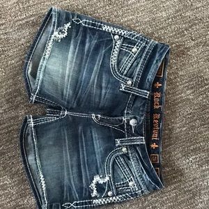 Rock Revival Dark Blue Denim Shorts, size 26